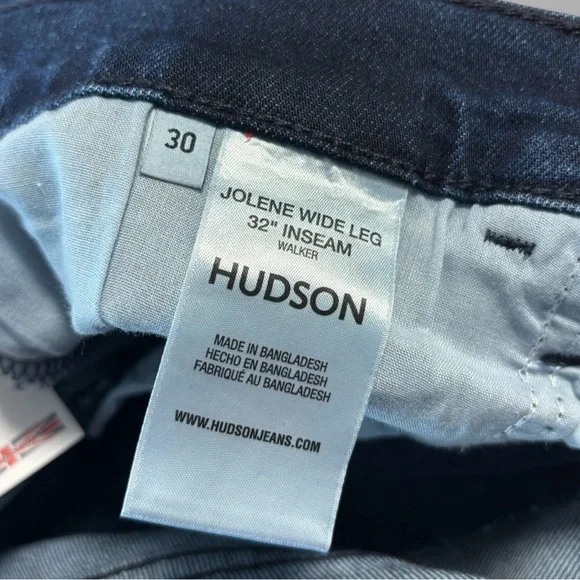 NWT Hudson Jolene Wide Leg Jeans Walker Dark Wash High Rise 30x32